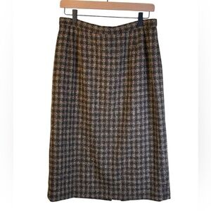 Vintage Pendleton 100% Wool Skirt Fully Lined Olive Green Browns Midi Length 14